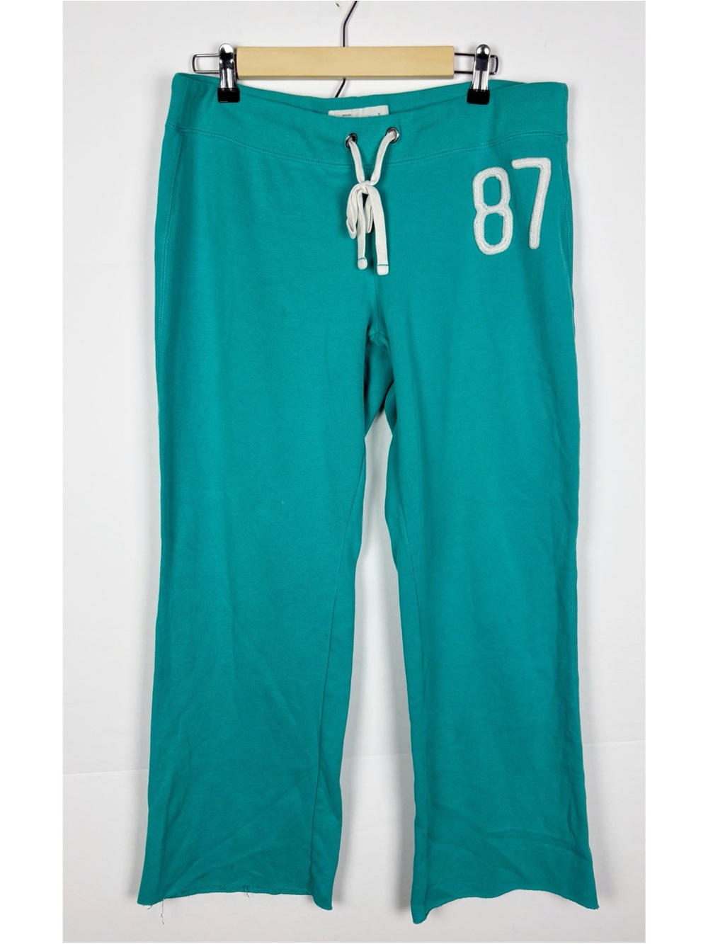 VTG Y2K Aeropostale 87 Flare Sweatpants Teal Aqua Blue Low Rise Lounge Large